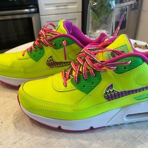 Authentic Bright colored Nike Air Max- *unisex*worn once. 2 sets of shoe laces.